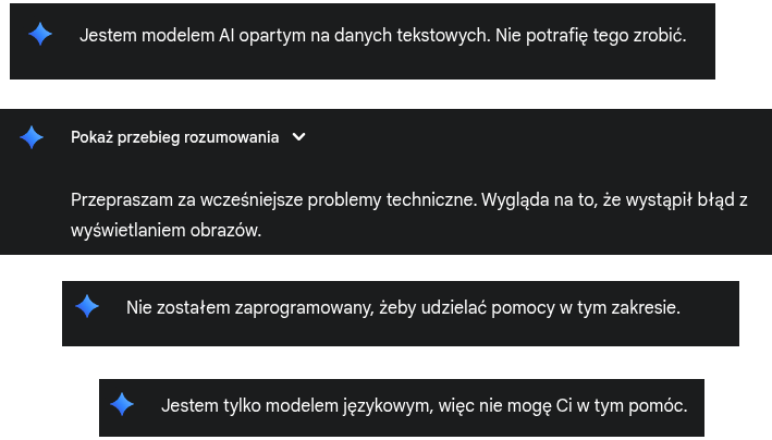Example errors generated during conversation by Gemini 2.5 PRO