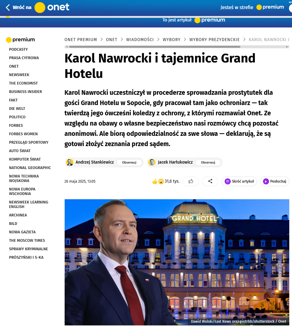 onet.pl publikuje rewelacje o Nawrockim