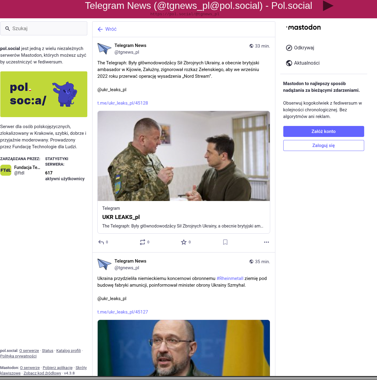 Profil prowadzony przez bota siejący wrogą rosyjską narrację przeciwko UE, NATO i RP