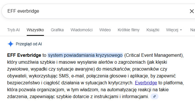AI Overview konfabuluje pojęcie EFF Everbridge