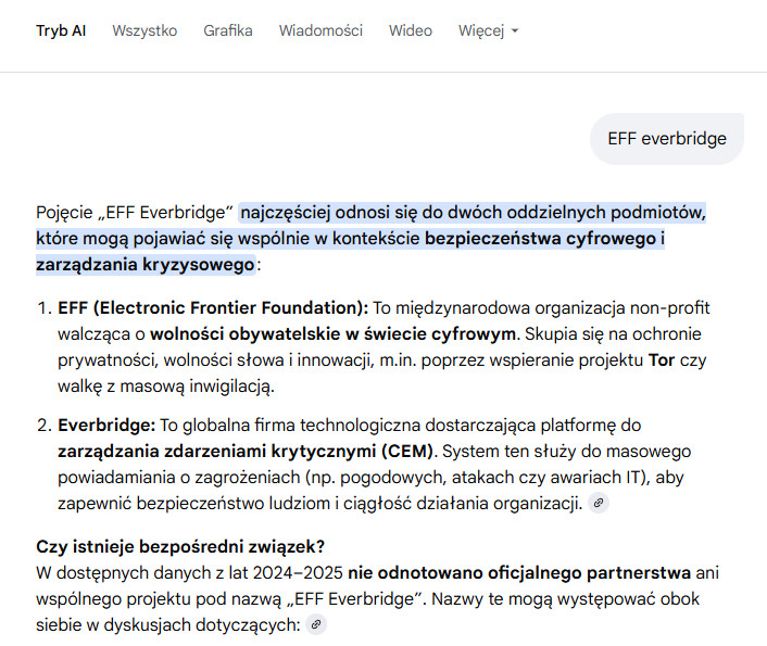 Tryb AI poprawnie rozróżnia dwa podmioty